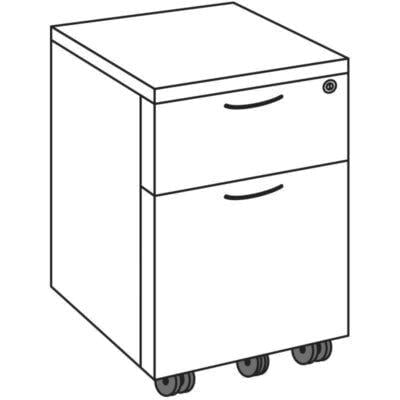 pisarniški predalnik na kolesih, skica