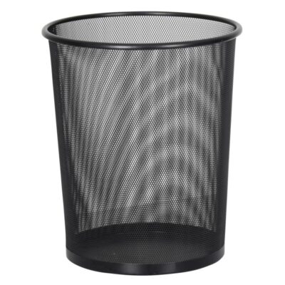 Kovinski mrežasti koš 18 l 2 Kovinski mrežasti koš 18l za smeti modernim izgledom, primeren za pisarne ali šole. Dimenzija: višina 35,5 cm, premer 29,5 cm. Črne barve. kovinski mrežasti koš 18l 11st oprema